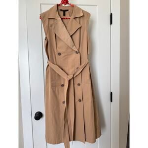 BCBGMAXAZRIA Sleeveless Trench Coat Dress / Long Vest Minimalist Neutral Size S